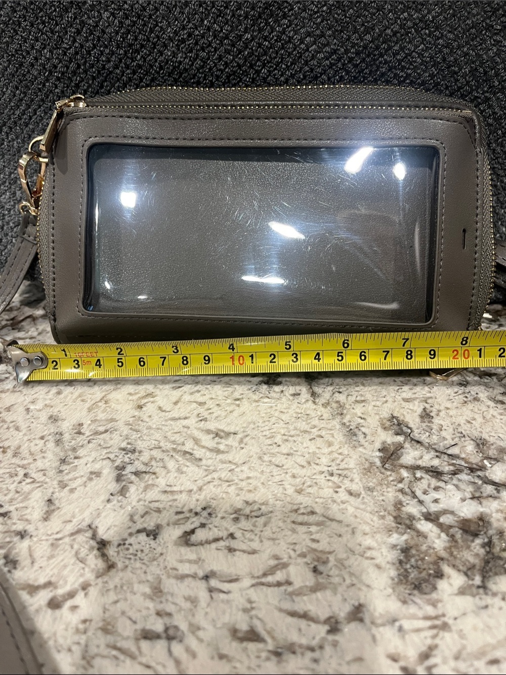 Clear Front Wristlet Wallet in Taupe